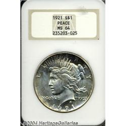 1921 S$1 MS64 NGC. Well struck with thick,