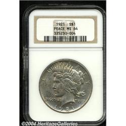 1921 S$1 MS64 NGC. Light gray-gold toning over