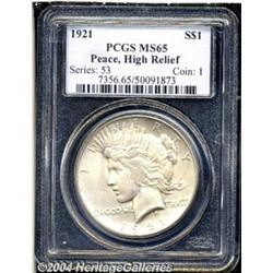 1921 S$1 MS65 PCGS. Both sides of this creamy
