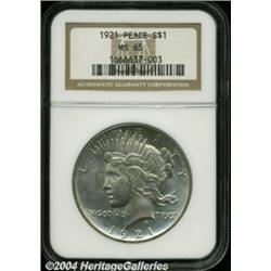 1921 S$1 MS65 NGC. Sharply struck devices and