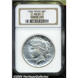 1921 S$1 MS65 NGC. A shimmering white example