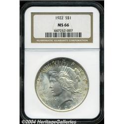 1922 S$1 MS66 NGC. The startlingly bright,