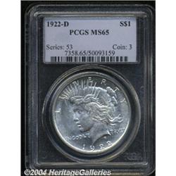 1922-D S$1 MS65 PCGS. Sharply struck and
