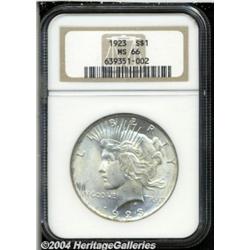 1923 S$1 MS66 NGC. A creamy, nearly mark-free