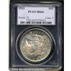 1923 S$1 MS66 PCGS. Alternating areas of blue,