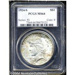 1924-S S$1 MS64 PCGS. Splashes of amber and