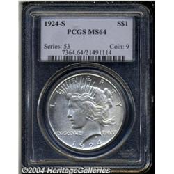 1924-S S$1 MS64 PCGS. A lustrous near-Gem with