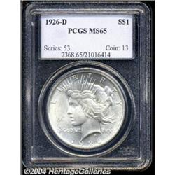 1926-D S$1 MS65 PCGS. Bright, satiny,