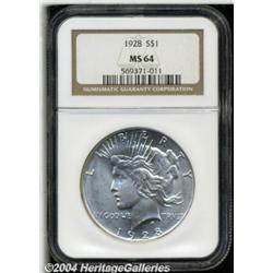 1928 S$1 MS64 NGC. A lustrous and virtually