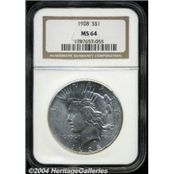 1928 S$1 MS64 NGC. Essentially untoned with