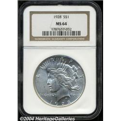 1928 S$1 MS64 NGC. A couple luster grazes and