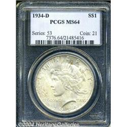 1934-D S$1 MS64 PCGS. Gray-gold patina with