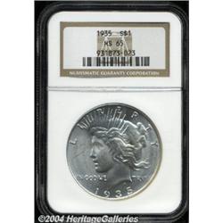 1935 S$1 MS65 NGC. Essentially untoned with