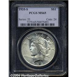 1935-S S$1 MS65 PCGS. Three rays below ONE.