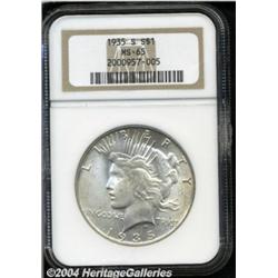1935-S S$1 MS65 NGC. Three rays below ONE.