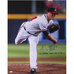Kris Medlen Signed Braves 17x21 Photo Inscribed  23 Straight Team Wins 9-30-12  (Radtke COA)