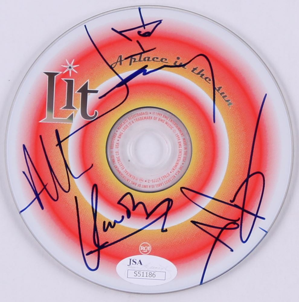Lit A Place In The Sun Cd Disk Band Signed By 4 With A Jay Popoff Jeremy Popoff Kevin Baldes