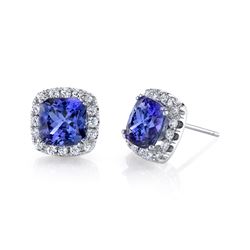BARANOF JEWELERS Ladies Tanzanite & Diamond Earrings Set in 14K Gold