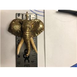 LEWIS JEWELERS Victor Velyan 18 kt Yellow Gold Elephant Pendant with Hippo Ivory Tusks