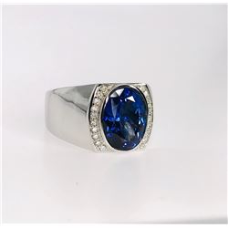 BARANOF JEWELERS Mens Oval Tanzanite & Diamond Ring