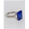 Image 1 : BARANOF JEWELERS Emerald Cut Tanzanite & Diamond Ring