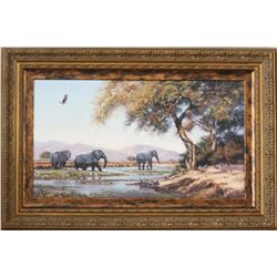 CALL OF AFRICA'S NATIVE VISIONS GALLERIES & DAVID LANGMEAD Framed "River of Eden" Print