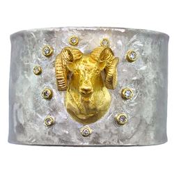 BIGHORN SHEEP CUFF WITH DIAMONDS