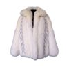 WHITE FOX JACKET WITH RACCOON INSERTS - MEDIUM