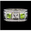 Image 2 : Crayola 0.90 ctw Peridot and White Sapphire Ring - .925 Silver