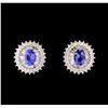 Image 1 : 14KT White Gold 2.44 ctw Tanzanite and Diamond Stud Earrings