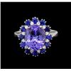 Image 2 : 14KT White Gold 4.45 ctw Tanzanite, Sapphire and Diamond Ring