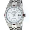 Image 2 : Rolex Mens Stainless Steel Diamond Lugs & Ruby Datejust Wristwatch