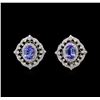 Image 1 : 14KT White Gold 2.46 ctw Tanzanite and Diamond Earrings
