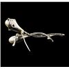 Image 2 : 0.90 ctw Diamond and Freshwater Pearl Pin - 18KT White Gold
