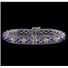 Image 1 : 14KT White Gold 12.69 ctw Tanzanite and Diamond Bracelet