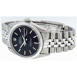 Rolex Mens Stainless Steel Black Index 36mm Datejust Wristwatch