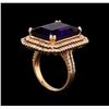Image 4 : 14KT Rose Gold 14.36 ctw Amethyst and Diamond Ring