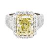 Image 2 : 5.02 ctw Center Fancy Yellow Diamond Ring - Platinum