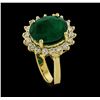 Image 4 : 3.65 ctw Emerald and Diamond Ring - 14KT Yellow Gold