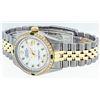 Image 8 : Rolex Mens 2 Tone 14K MOP Emerald String Diamond Datejust Wristwatch