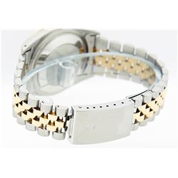 Rolex Mens 2 Tone 14K MOP Sapphire Diamond Channel Set Datejust Wristwatch