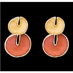 Double Circle Dangle Earrings - Rose Gold Plated