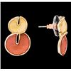 Image 2 : Double Circle Dangle Earrings - Rose Gold Plated