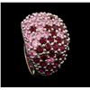 Image 4 : 5.55 ctw Lab Created Ruby and Pink Sapphire Ring - 14KT White Gold