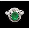 Image 2 : 1.90 ctw Emerald and Diamond Ring - 14KT White Gold