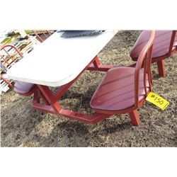 CAFÉ TABLE WITH 4 ATTACHED CHAIRS