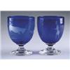 Image 1 : COBALT TO CLEAR INTAGLIO VASES
