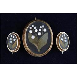 LOT OF THREE MATCHING PIETRA DURA PINS