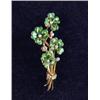 Image 1 : ENAMEL DIAMOND AND PEARL CLOVER PIN