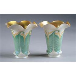 PAIR OF QUEZAL HOOKED FEATHER SHADES